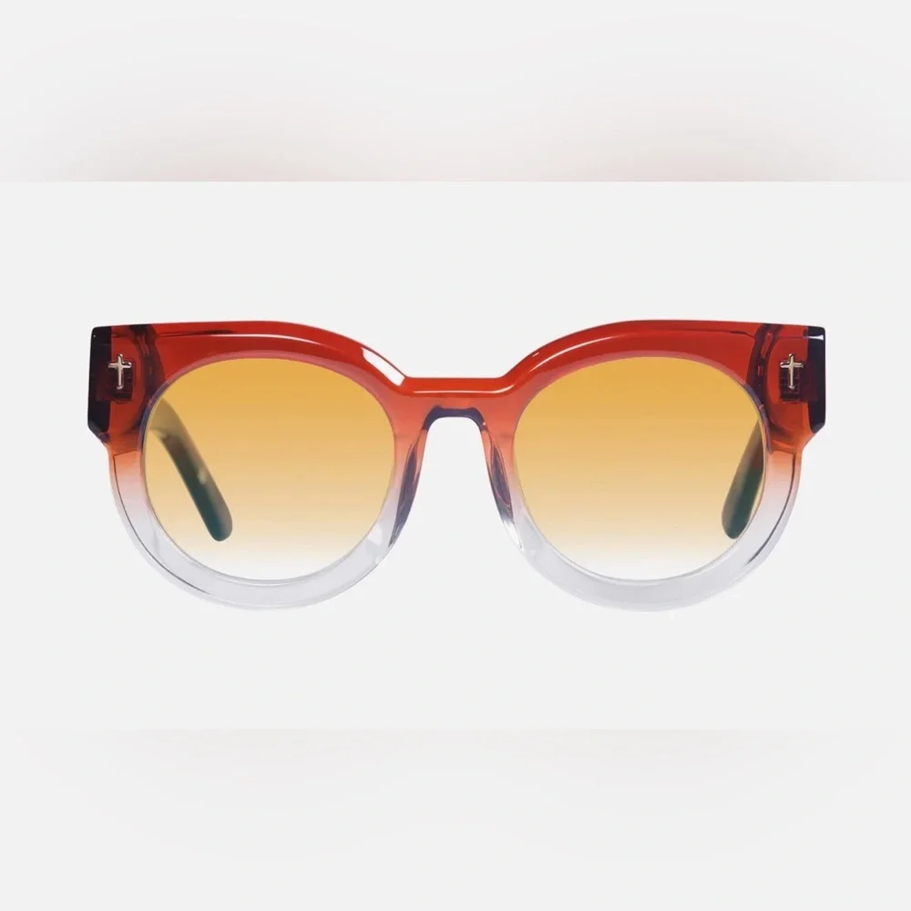 NWT Valley Eyewear Red to Clear Gradient Goth Sunglasses with Amber Lenses 💀🖤